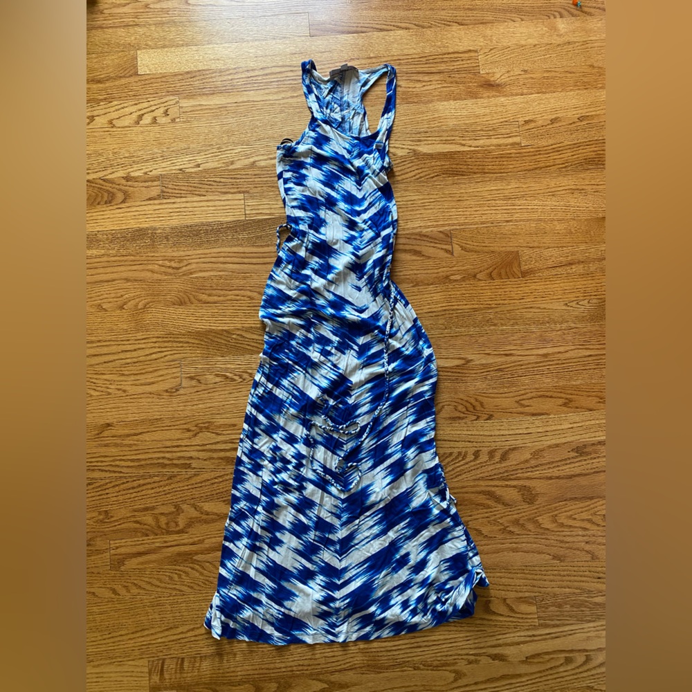 Loft Blue and White Racerback Maxi Dress